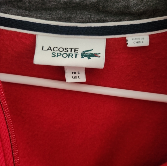 Used in good condition! Mens large red Lacoste Sport red fleece zipper hoodie - Picture 4 of 4